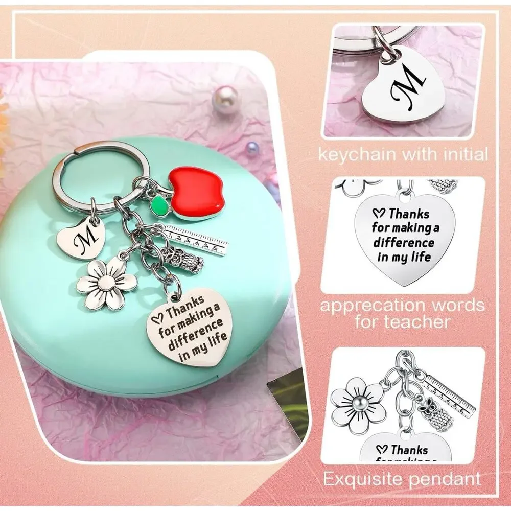 Best Teacher Ever Canvas Makeup Bag Teacher Appreciation Gifts Set W/ Keychain